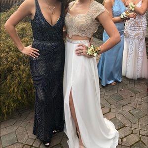 White two piece prom dress